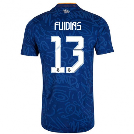 Kinder Fußball Toni Fuidias #13 Dunkelblau Auswärtstrikot Trikot 2021/22 T-Shirt