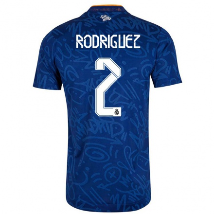 Kinder Fußball Guillem Rodriguez #2 Dunkelblau Auswärtstrikot Trikot 2021/22 T-shirt
