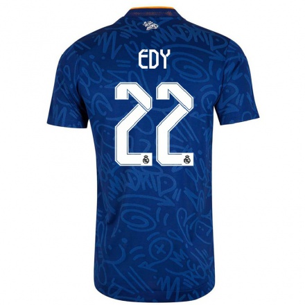 Kinder Fußball Tavares Edy #22 Dunkelblau Auswärtstrikot Trikot 2021/22 T-Shirt