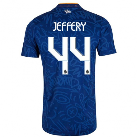 Kinder Fußball Taylor Jeffery #44 Dunkelblau Auswärtstrikot Trikot 2021/22 T-Shirt