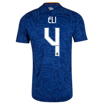 Kinder Fußball Ndiaye Eli #4 Dunkelblau Auswärtstrikot Trikot 2021/22 T-shirt
