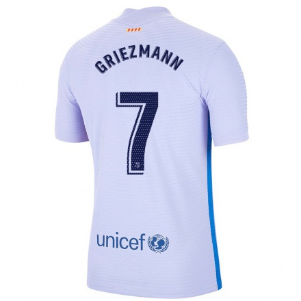 Kinder Fußball Antoine Griezmann #7 Hellviolett Auswärtstrikot Trikot 2021/22 T-Shirt