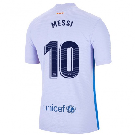 Kinder Fußball Lionel Messi #10 Hellviolett Auswärtstrikot Trikot 2021/22 T-Shirt