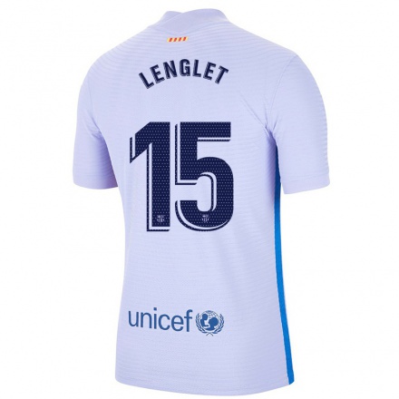 Kinder Fußball Clement Lenglet #15 Hellviolett Auswärtstrikot Trikot 2021/22 T-Shirt
