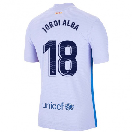 Kinder Fußball Jordi Alba #18 Hellviolett Auswärtstrikot Trikot 2021/22 T-Shirt