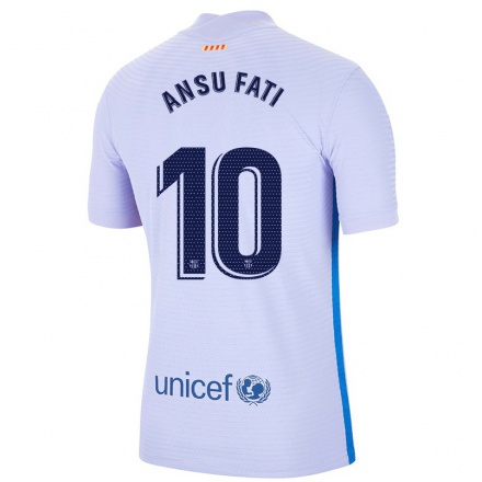 Kinder Fußball Ansu Fati #10 Hellviolett Auswärtstrikot Trikot 2021/22 T-Shirt