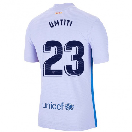 Kinder Fußball Samuel Umtiti #23 Hellviolett Auswärtstrikot Trikot 2021/22 T-Shirt