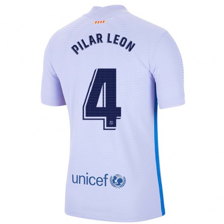 Kinder Fußball Maria Pilar Leon #4 Hellviolett Auswärtstrikot Trikot 2021/22 T-Shirt