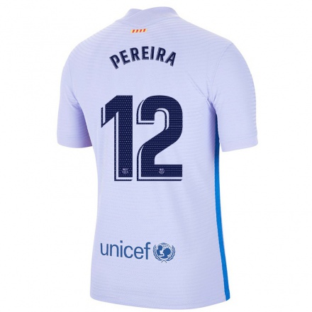 Kinder Fußball Matheus Pereira #12 Hellviolett Auswärtstrikot Trikot 2021/22 T-Shirt