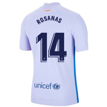 Kinder Fußball Sergi Rosanas #14 Hellviolett Auswärtstrikot Trikot 2021/22 T-Shirt