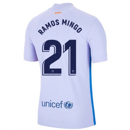 Kinder Fußball Santiago Ramos Mingo #21 Hellviolett Auswärtstrikot Trikot 2021/22 T-shirt