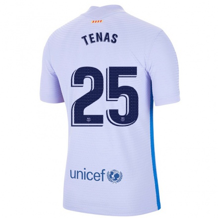 Kinder Fußball Arnau Tenas #25 Hellviolett Auswärtstrikot Trikot 2021/22 T-Shirt