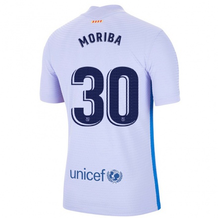 Kinder Fußball Ilaix Moriba #30 Hellviolett Auswärtstrikot Trikot 2021/22 T-Shirt