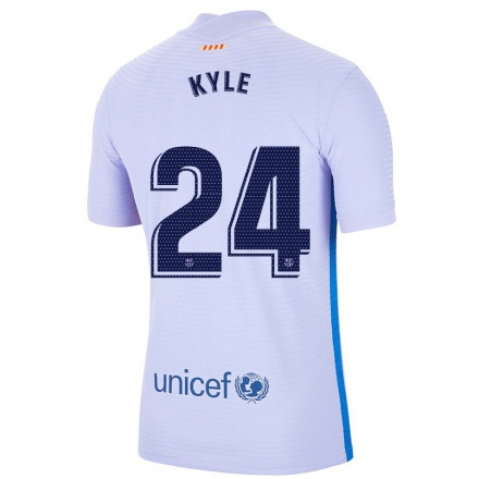 Kinder Fußball Kuric Kyle #24 Hellviolett Auswärtstrikot Trikot 2021/22 T-Shirt
