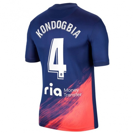 Kinder Fußball Geoffrey Kondogbia #4 Dunkelblau Orange Auswärtstrikot Trikot 2021/22 T-Shirt