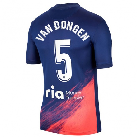 Kinder Fußball Merel van Dongen #5 Dunkelblau Orange Auswärtstrikot Trikot 2021/22 T-Shirt
