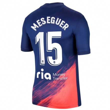 Kinder Fußball Silvia Meseguer #15 Dunkelblau Orange Auswärtstrikot Trikot 2021/22 T-Shirt