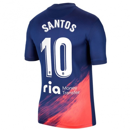 Kinder Fußball Leicy Santos #10 Dunkelblau Orange Auswärtstrikot Trikot 2021/22 T-Shirt