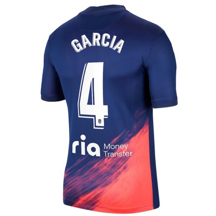 Kinder Fußball Alvaro Garcia #4 Dunkelblau Orange Auswärtstrikot Trikot 2021/22 T-Shirt