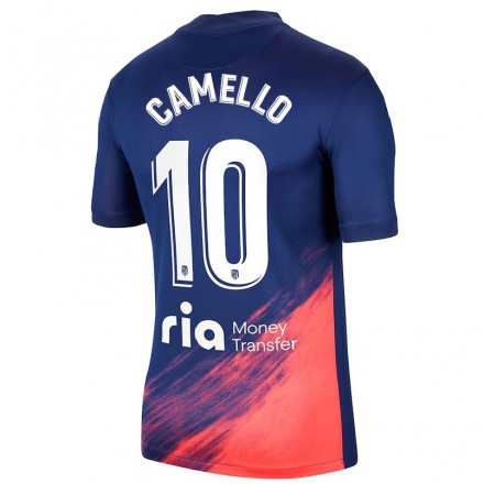 Kinder Fußball Sergio Camello #10 Dunkelblau Orange Auswärtstrikot Trikot 2021/22 T-Shirt