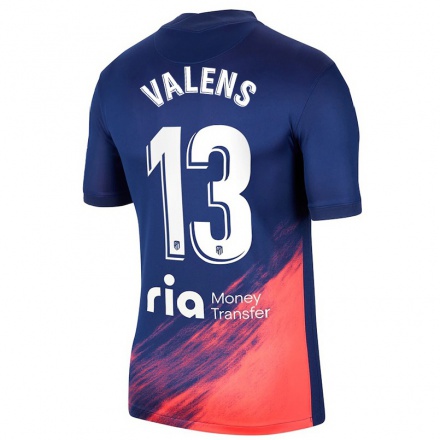 Kinder Fußball Jaume Valens #13 Dunkelblau Orange Auswärtstrikot Trikot 2021/22 T-Shirt