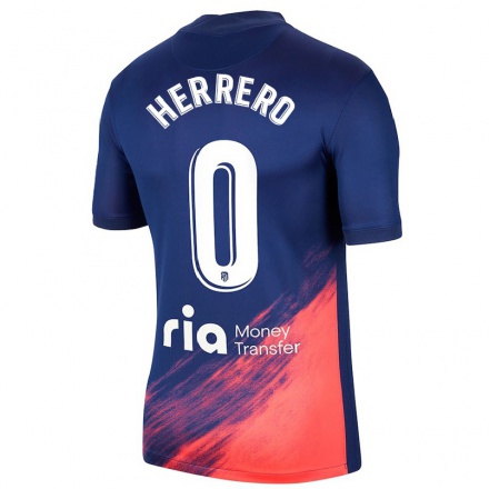 Kinder Fußball Alex Herrero #0 Dunkelblau Orange Auswärtstrikot Trikot 2021/22 T-Shirt