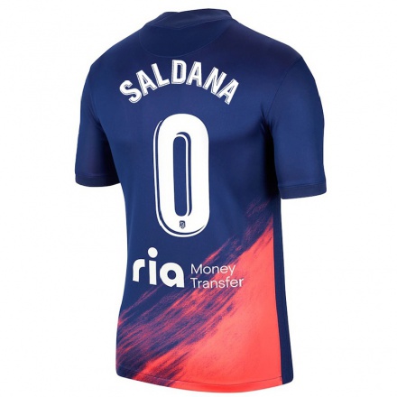 Kinder Fußball Jose Saldana #0 Dunkelblau Orange Auswärtstrikot Trikot 2021/22 T-Shirt