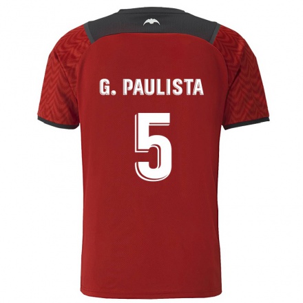 Kinder Fußball Gabriel Paulista #5 Dunkelrot Auswärtstrikot Trikot 2021/22 T-Shirt
