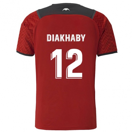 Kinder Fußball Mouctar Diakhaby #12 Dunkelrot Auswärtstrikot Trikot 2021/22 T-Shirt
