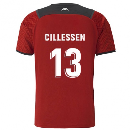 Kinder Fußball Jasper Cillessen #13 Dunkelrot Auswärtstrikot Trikot 2021/22 T-Shirt