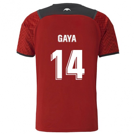 Kinder Fußball Jose Gaya #14 Dunkelrot Auswärtstrikot Trikot 2021/22 T-Shirt