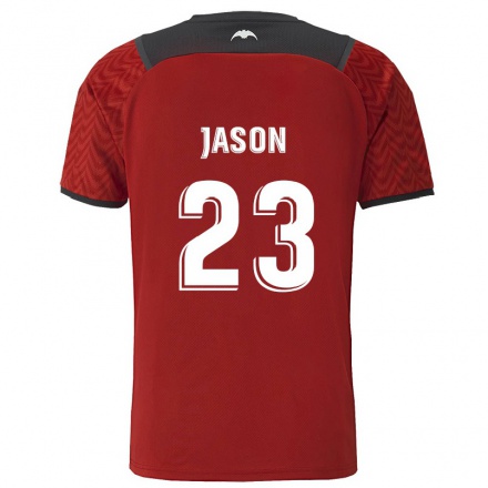 Kinder Fußball Jason #23 Dunkelrot Auswärtstrikot Trikot 2021/22 T-Shirt