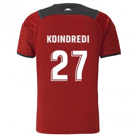 Kinder Fußball Koba Koindredi #27 Dunkelrot Auswärtstrikot Trikot 2021/22 T-Shirt