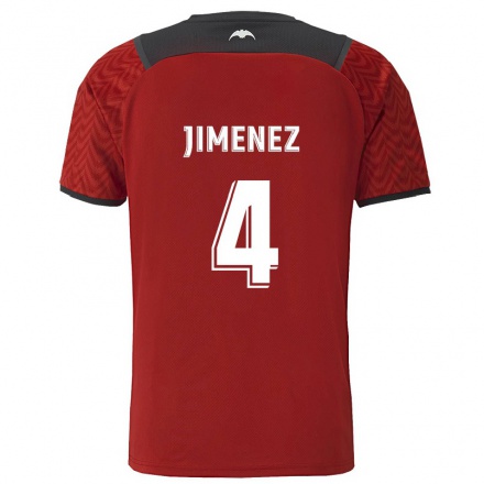 Kinder Fußball Maria Jimenez #4 Dunkelrot Auswärtstrikot Trikot 2021/22 T-Shirt