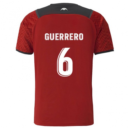 Kinder Fußball Paula Guerrero #6 Dunkelrot Auswärtstrikot Trikot 2021/22 T-Shirt
