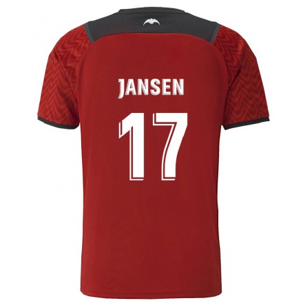 Kinder Fußball Ellen Jansen #17 Dunkelrot Auswärtstrikot Trikot 2021/22 T-Shirt