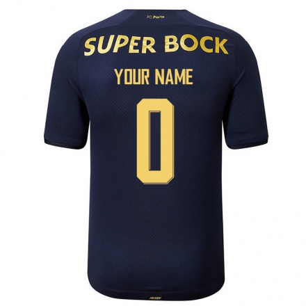 Kinder Fußball Dein Name #0 Navy Blau Auswärtstrikot Trikot 2021/22 T-Shirt