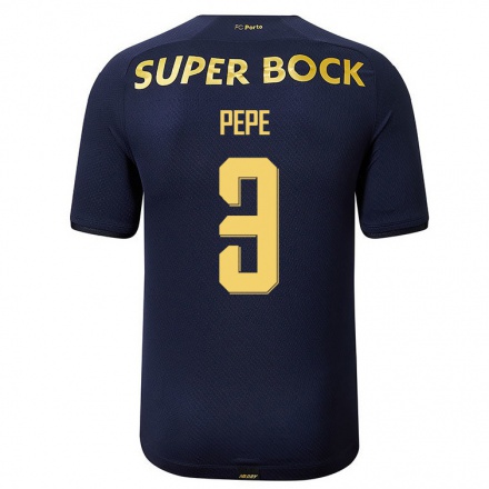 Kinder Fußball Pepe #3 Navy Blau Auswärtstrikot Trikot 2021/22 T-Shirt