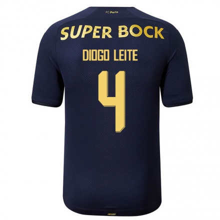 Kinder Fußball Diogo Leite #4 Navy Blau Auswärtstrikot Trikot 2021/22 T-Shirt