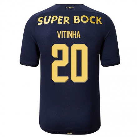 Kinder Fußball Vitinha #20 Navy Blau Auswärtstrikot Trikot 2021/22 T-Shirt