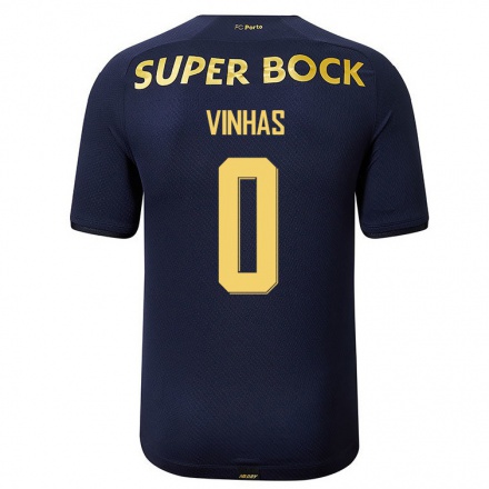 Kinder Fußball David Vinhas #0 Navy Blau Auswärtstrikot Trikot 2021/22 T-Shirt