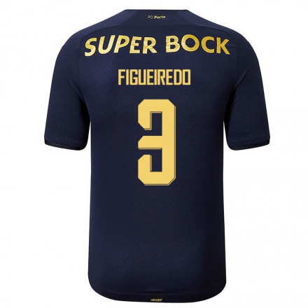 Kinder Fußball Ze Pedro Figueiredo #3 Navy Blau Auswärtstrikot Trikot 2021/22 T-Shirt