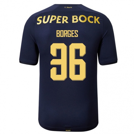 Kinder Fußball Leo Borges #36 Navy Blau Auswärtstrikot Trikot 2021/22 T-Shirt