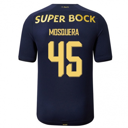 Kinder Fußball Yoni Mosquera #45 Navy Blau Auswärtstrikot Trikot 2021/22 T-Shirt