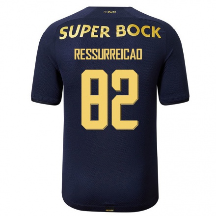 Kinder Fußball Diogo Ressurreicao #82 Navy Blau Auswärtstrikot Trikot 2021/22 T-Shirt
