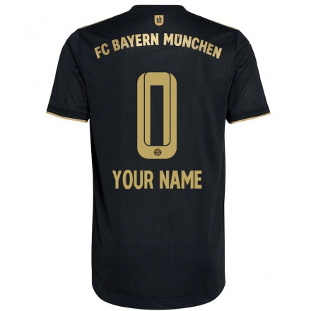 Kinder Fußball Dein Name #0 Schwarz Auswärtstrikot Trikot 2021/22 T-shirt