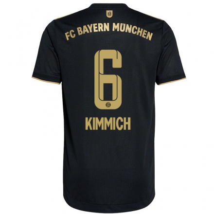 Kinder Fußball Joshua Kimmich #6 Schwarz Auswärtstrikot Trikot 2021/22 T-Shirt
