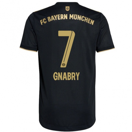 Kinder Fußball Serge Gnabry #7 Schwarz Auswärtstrikot Trikot 2021/22 T-Shirt