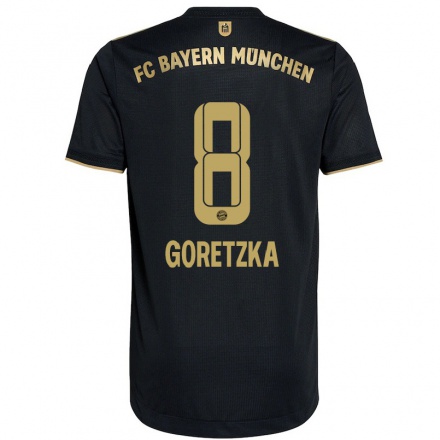 Kinder Fußball Leon Goretzka #8 Schwarz Auswärtstrikot Trikot 2021/22 T-shirt