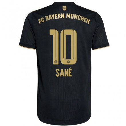 Kinder Fußball Leroy Sane #10 Schwarz Auswärtstrikot Trikot 2021/22 T-Shirt
